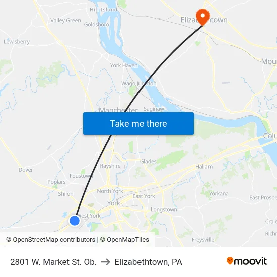 2801 W. Market St. Ob. to Elizabethtown, PA map