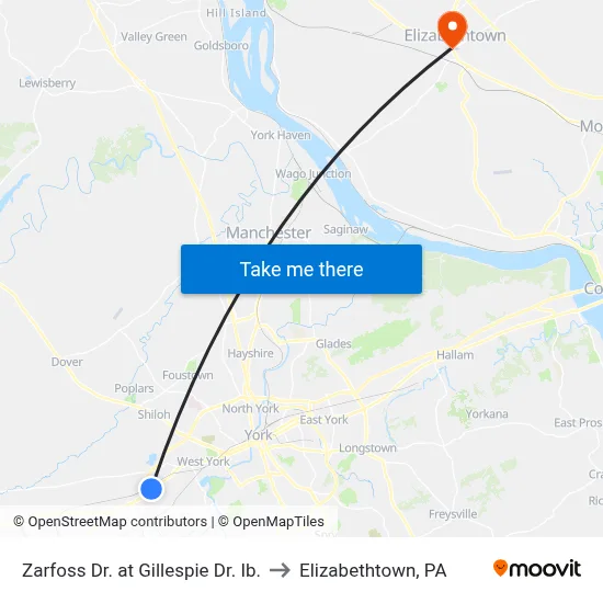 Zarfoss Dr. at Gillespie Dr. Ib. to Elizabethtown, PA map