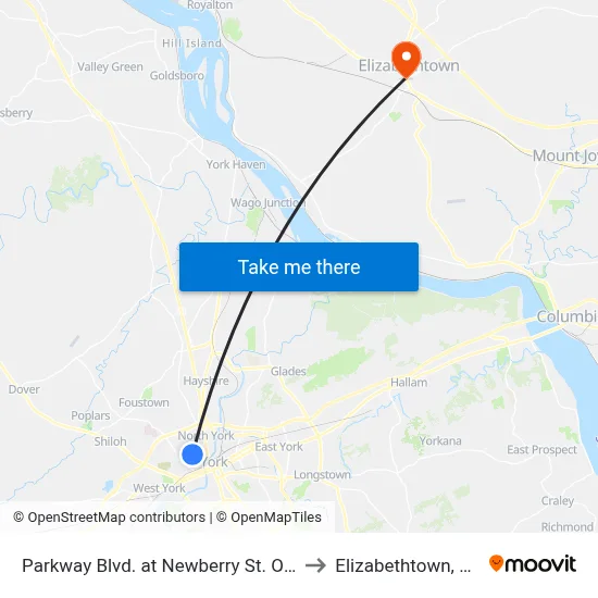 Parkway Blvd. at Newberry St. Ob. to Elizabethtown, PA map