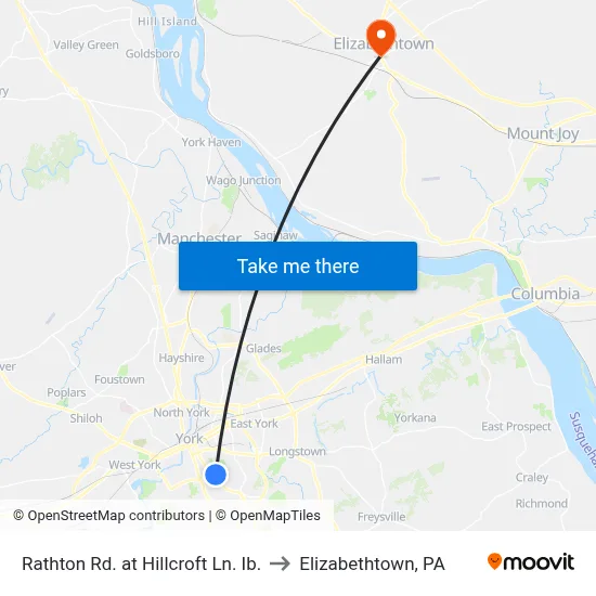 Rathton Rd. at Hillcroft Ln. Ib. to Elizabethtown, PA map