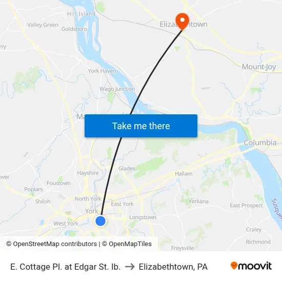 E. Cottage Pl. at Edgar St. Ib. to Elizabethtown, PA map