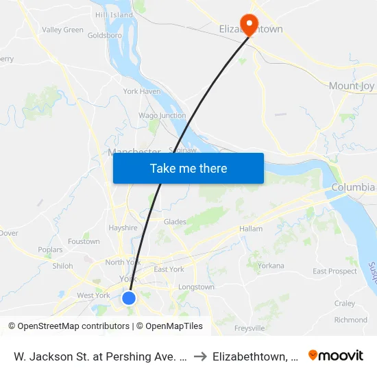 W. Jackson St. at Pershing Ave. Ib. to Elizabethtown, PA map
