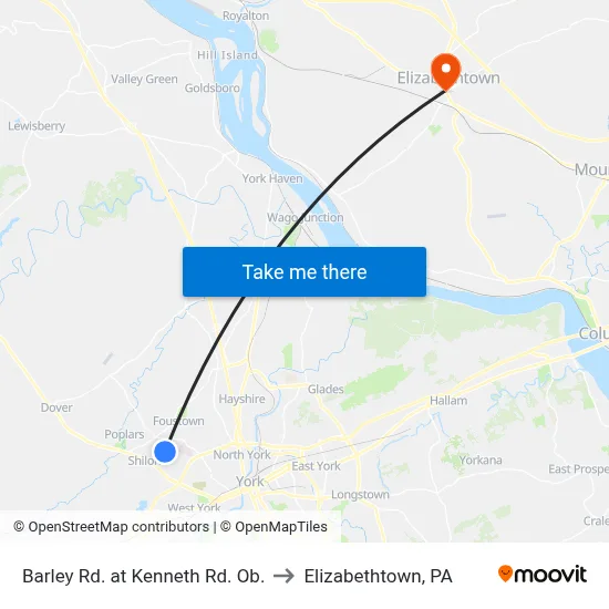 Barley Rd. at Kenneth Rd. Ob. to Elizabethtown, PA map