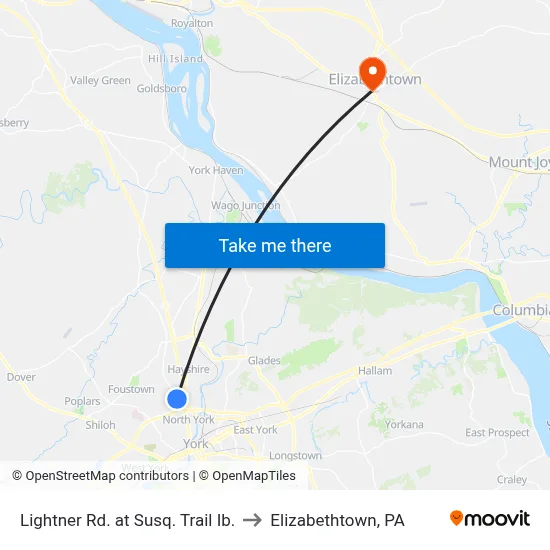 Lightner Rd. at Susq. Trail Ib. to Elizabethtown, PA map