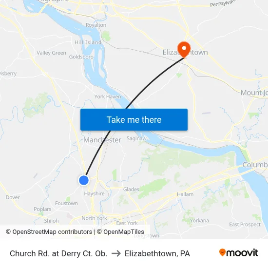 Church Rd. at Derry Ct. Ob. to Elizabethtown, PA map