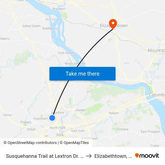 Susquehanna Trail at Lextron Dr. Ob. to Elizabethtown, PA map