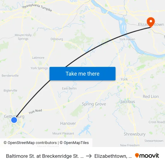 Baltimore St. at Breckenridge St. Ob. to Elizabethtown, PA map