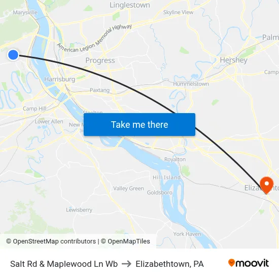 Salt Rd & Maplewood Ln Wb to Elizabethtown, PA map