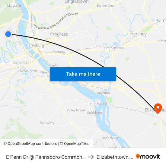 E Penn Dr @ Pennsboro Commons Wb to Elizabethtown, PA map