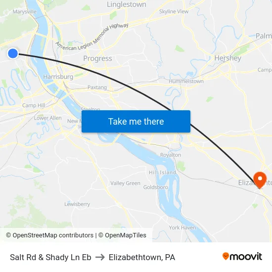 Salt Rd & Shady Ln Eb to Elizabethtown, PA map