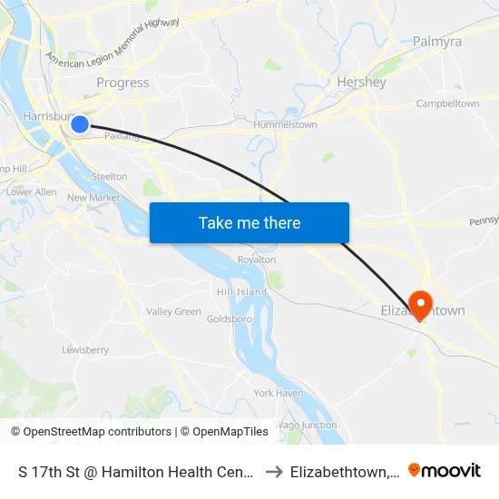 S 17th St @ Hamilton Health Centre Eb to Elizabethtown, PA map