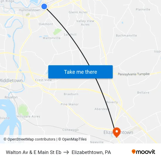 Walton Av & E Main St Eb to Elizabethtown, PA map