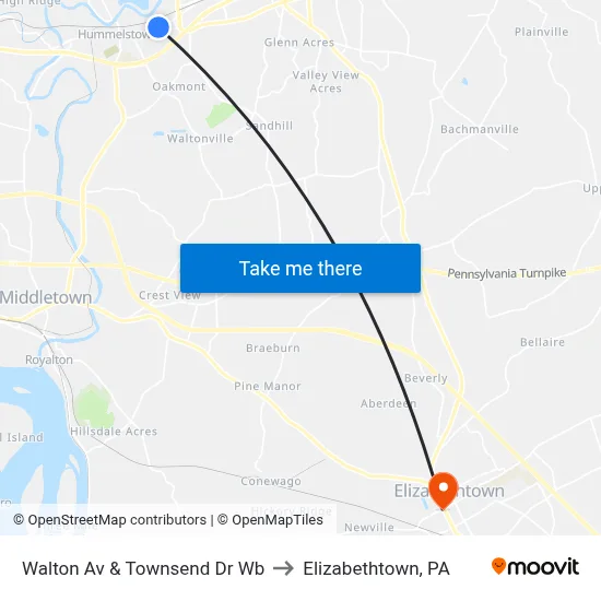 Walton Av & Townsend Dr Wb to Elizabethtown, PA map