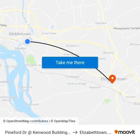Pineford Dr @ Kenwood Building Eb to Elizabethtown, PA map