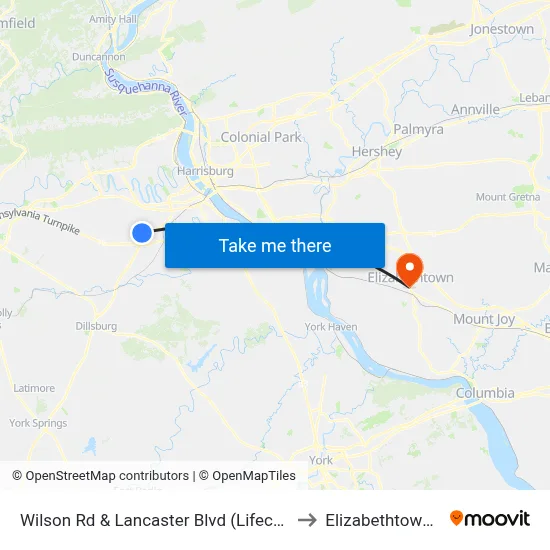 Wilson Rd & Lancaster Blvd (Lifecare Hos to Elizabethtown, PA map