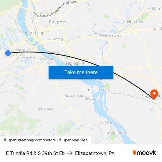E Trindle Rd & S 39th St Eb to Elizabethtown, PA map