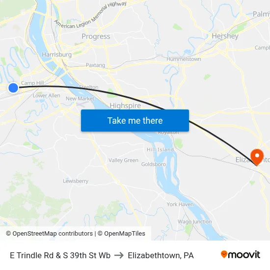 E Trindle Rd & S 39th St Wb to Elizabethtown, PA map