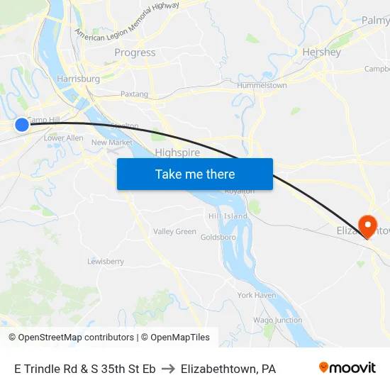 E Trindle Rd & S 35th St Eb to Elizabethtown, PA map