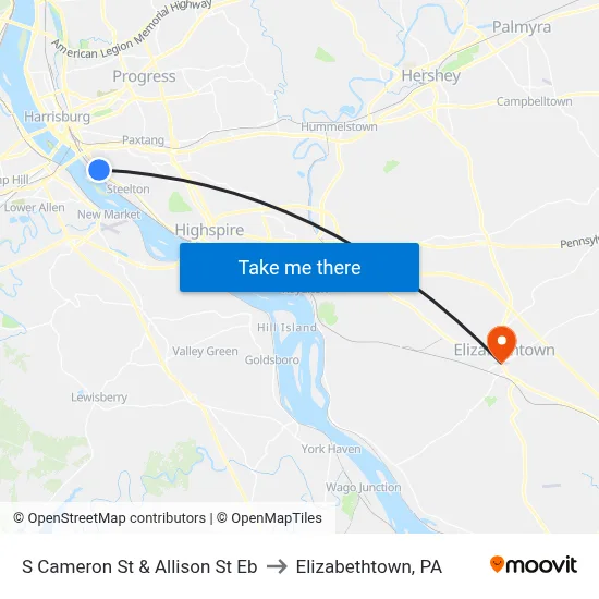 S Cameron St & Allison St Eb to Elizabethtown, PA map