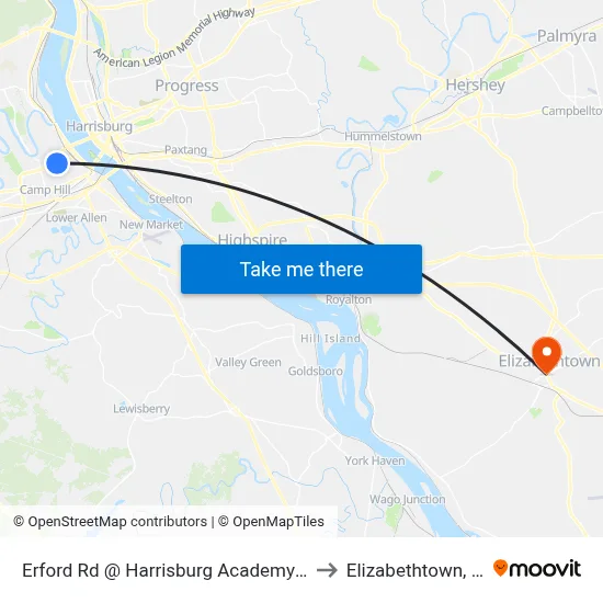 Erford Rd @ Harrisburg Academy Wb to Elizabethtown, PA map