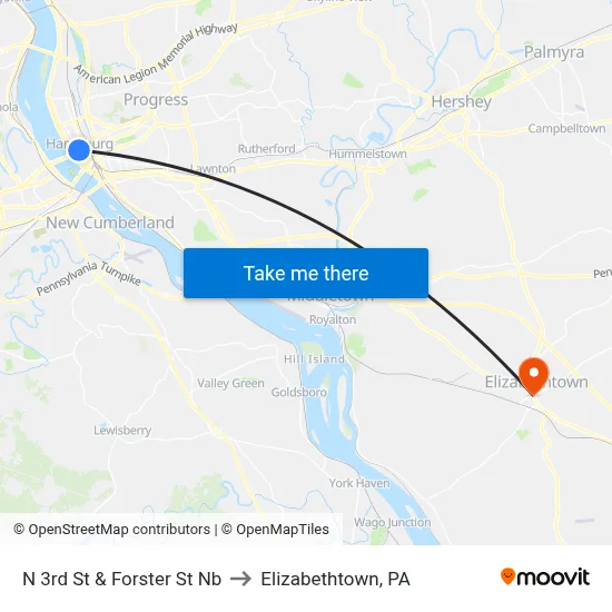 N 3rd St & Forster St Nb to Elizabethtown, PA map