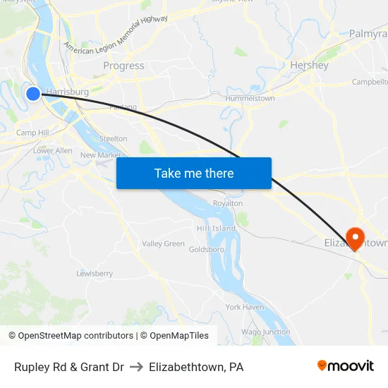 Rupley Rd & Grant Dr to Elizabethtown, PA map