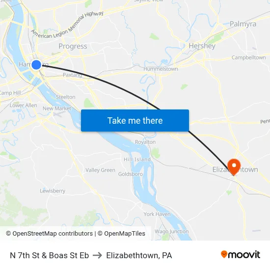 N 7th St & Boas St Eb to Elizabethtown, PA map