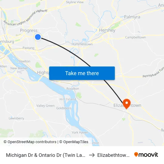 Michigan Dr & Ontario Dr (Twin Lakes Apa to Elizabethtown, PA map