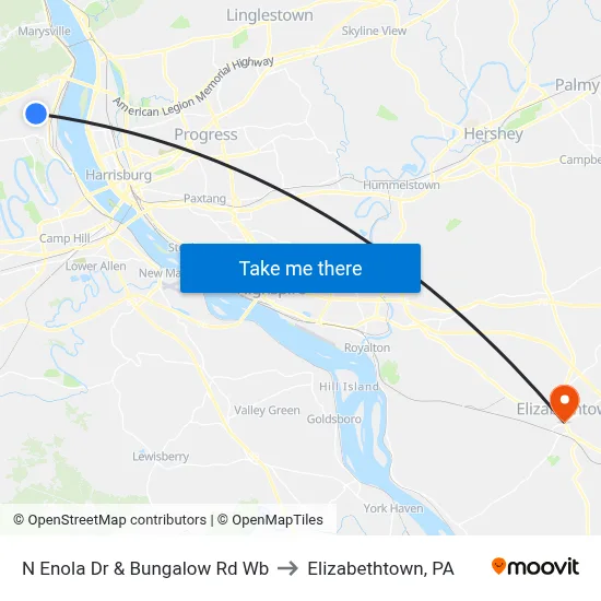N Enola Dr & Bungalow Rd Wb to Elizabethtown, PA map