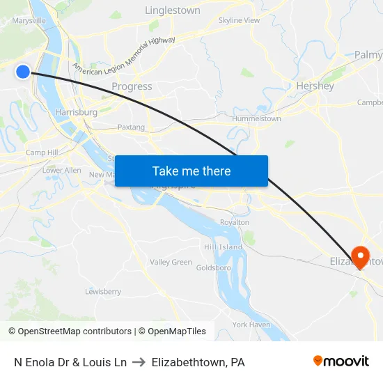N Enola Dr & Louis Ln to Elizabethtown, PA map
