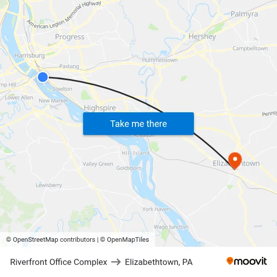 Riverfront Office Complex to Elizabethtown, PA map