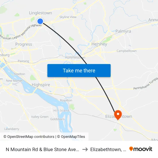 N Mountain Rd & Blue Stone Ave Wb to Elizabethtown, PA map
