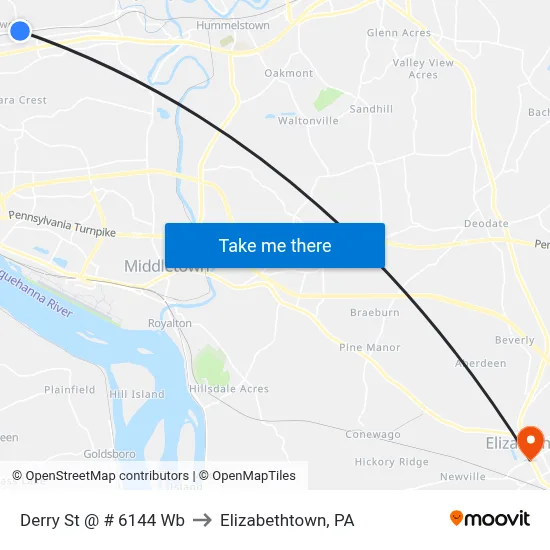 Derry St @ # 6144 Wb to Elizabethtown, PA map
