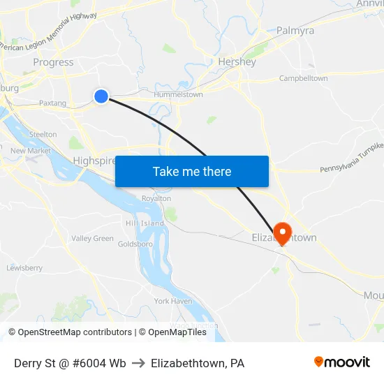 Derry St @ #6004 Wb to Elizabethtown, PA map