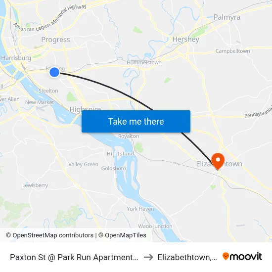 Paxton St @ Park Run Apartments Wb to Elizabethtown, PA map