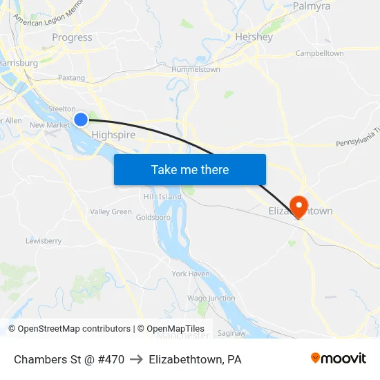Chambers St @ #470 to Elizabethtown, PA map
