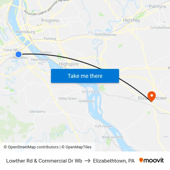 Lowther Rd & Commercial Dr Wb to Elizabethtown, PA map