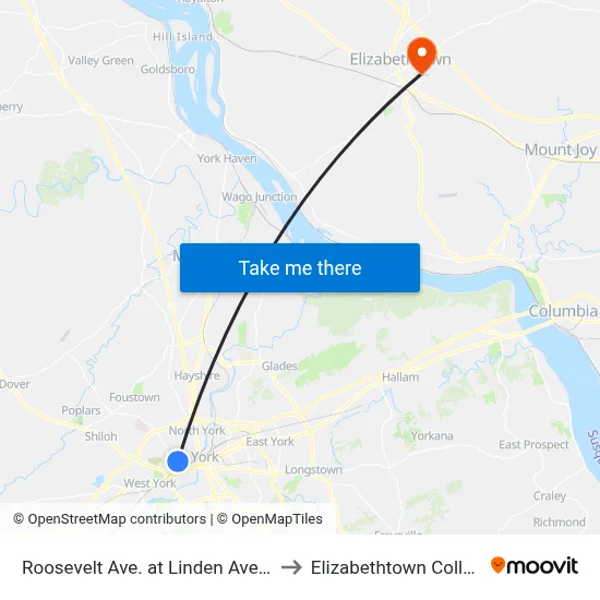 Roosevelt Ave. at Linden Ave. Ib. to Elizabethtown College map