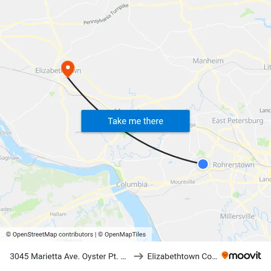 3045 Marietta Ave. Oyster Pt. Medical to Elizabethtown College map