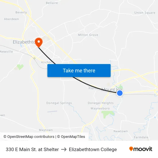 330 E Main St. at Shelter to Elizabethtown College map