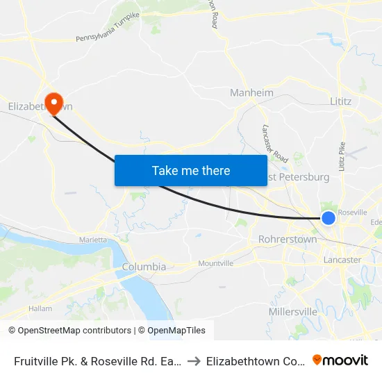 Fruitville Pk. & Roseville Rd. Early AM to Elizabethtown College map