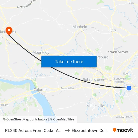 Rt.340 Across From Cedar Acres to Elizabethtown College map