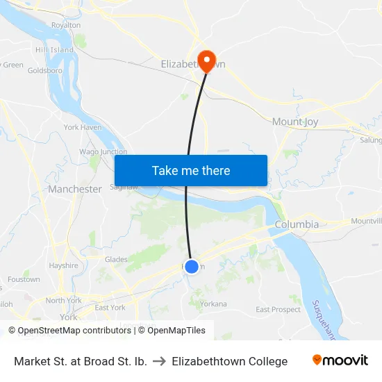 Market St. at Broad St. Ib. to Elizabethtown College map