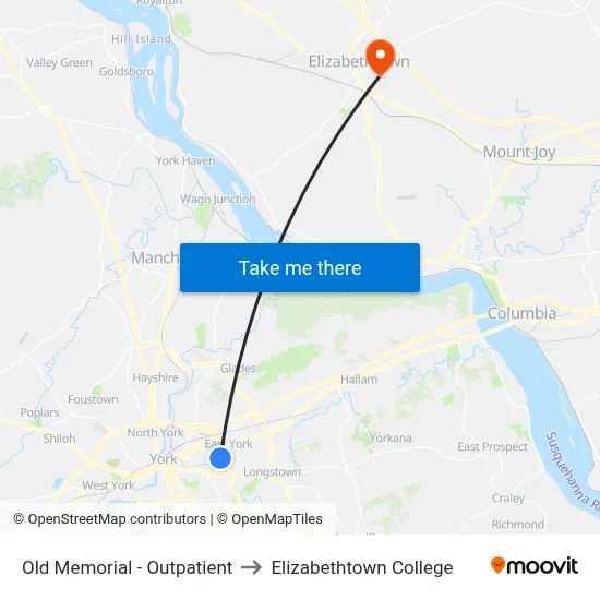 Old Memorial - Outpatient to Elizabethtown College map