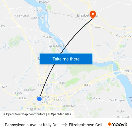 Pennsylvania Ave. at Kelly Dr. Ob. to Elizabethtown College map