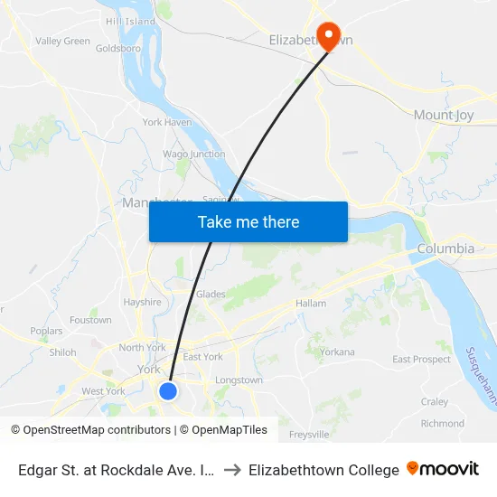 Edgar St. at Rockdale Ave. Ib. to Elizabethtown College map