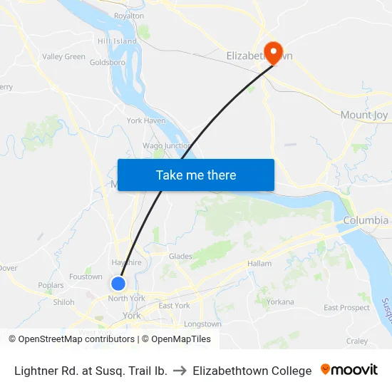 Lightner Rd. at Susq. Trail Ib. to Elizabethtown College map
