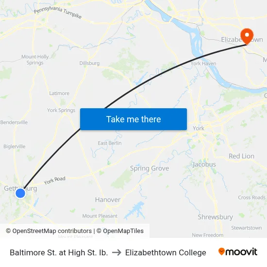 Baltimore St. at High St. Ib. to Elizabethtown College map
