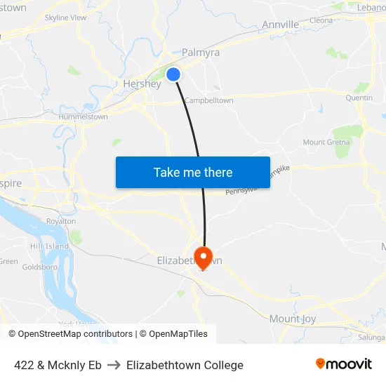 422 & Mcknly Eb to Elizabethtown College map