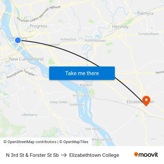 N 3rd St & Forster St Sb to Elizabethtown College map